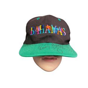Autographed Signed Bahamas Snapback Hat Embroidered Black Green #74 Unknown